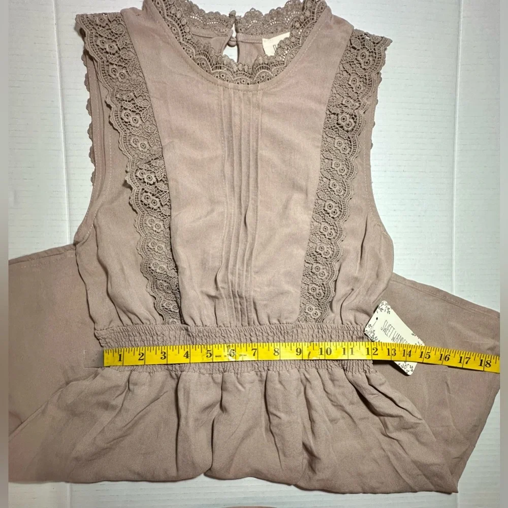 Sweet Wanderer Women’s‎ Brown Sleeveless Midi Elastic Waist Dress in Size L NEW